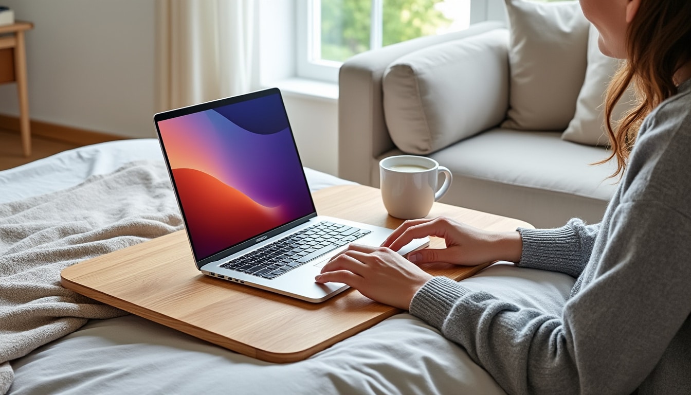 découvrez le plateau pour ordinateur portable idéal pour travailler confortablement depuis votre canapé ou votre lit. profitez d’un support pratique et ergonomique au quotidien.